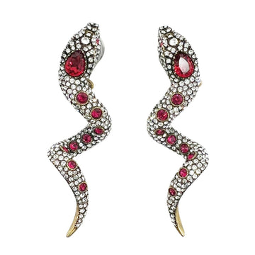Gucci Crystal Snake Earrings Color Stone Red Antique Style Women's Accessories