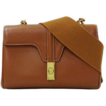 Celine bag ladies shoulder pochette soft 16 leather 19685 brown tea