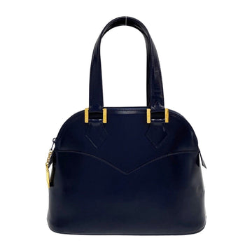 SAINT LAURENT Yves  Logo Hardware Charm Calf Leather Genuine Handbag Mini Tote Bag Navy