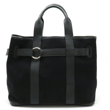 HERMES Petite Suntulle MM Tote Bag Handbag Canvas Leather Black K engraved