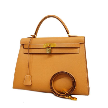 HERMES Handbag Kelly 32 〇W Engraved Couchevel Natural Gold Hardware Ladies