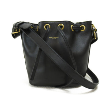 SAINT LAURENT Emmanuelle Bucket Shoulder Bag Black leather