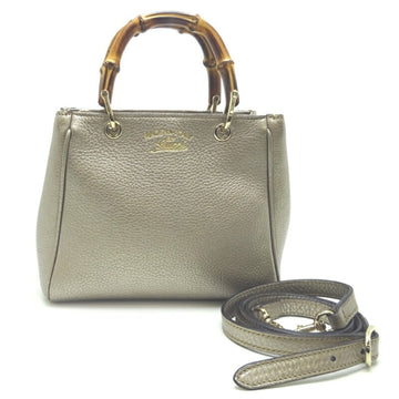 Gucci Bamboo Mini Shopper 2Way Bag Ladies Handbag 368823 Leather Champagne Gold