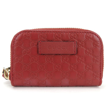 GUCCI coin case round micro sima 449896 red leather accessory unisex ladies men  wallet