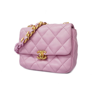 Chanel Matelasse Single Chain Women's Leather Shoulder Bag Pink