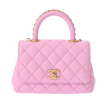 CHANEL Matelasse XXS Pink AS2215 Women's Caviar Skin Handbag
