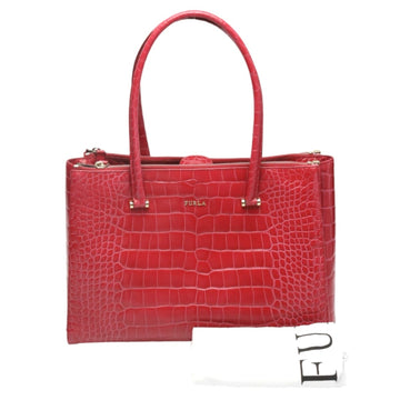 FURLA Embossed Leather 200155 Red Tote Bag
