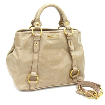 MIU MIU Miu Handbag RN0685 Beige Leather Shoulder Bag Women's MIUMIU