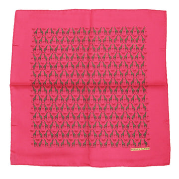 HERMES Muffler/Scarf Pink Square Giraffe Pattern Print Silk Carre 45 VINTAGE Vintage
