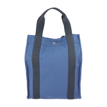 HERMES Sac de Plage Nomade PM Tote Bag Cotton Canvas Blue Navy Silver Hardware Handbag