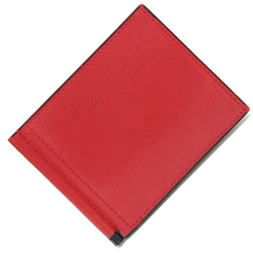 VALEXTRA Money Clip Red Leather Men's Wallet Bifold Bill