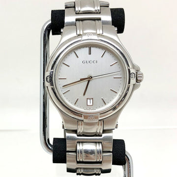 GUCCI 9040M Date Analog Quartz Watch Silver Dial Stainless Steel