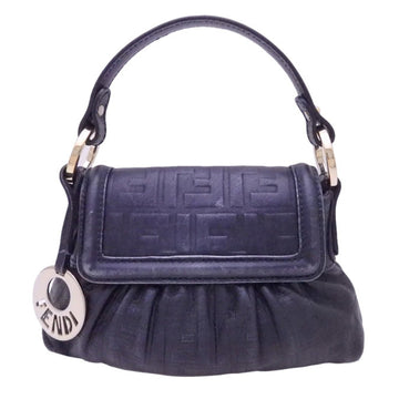 Fendi Handbag Zucca Metallic Purple Leather Bag Ladies