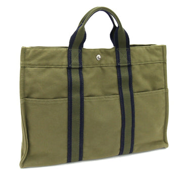 HERMES Handbag Four Tote MM Olive Cotton Canvas Men's Women's Bag Green