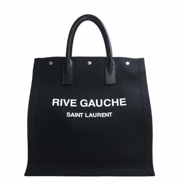 SAINT LAURENT Cava Rive Gauche Canvas Leather Tote Bag 632539 Black Ladies