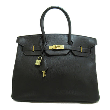 HERMES Birkin 35 handbag Brown Dark brown Courchevel leather