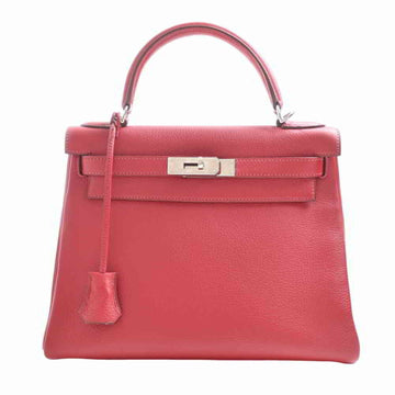 HERMES Taurillon Clemence Kelly handbag red