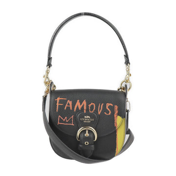 COACH Basquiat collaboration shoulder bag C5663 leather black multicolor gold metal fittings 2WAY crossbody handbag pochette