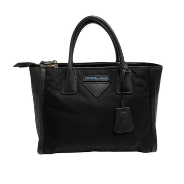 PRADA Milano Concept Bag Nylon Leather Genuine Handbag Mini Tote Black