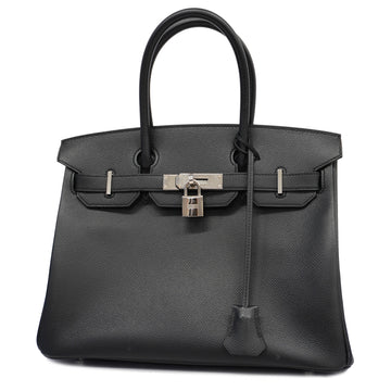 HERMESAuth  Birkin 30 D Stamp Women's Epsom Leather Handbag Black