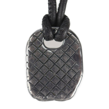 BOTTEGA VENETA necklace silver 925 leather black choker pendant