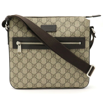 Gucci GG Supreme Shoulder Bag PVC Leather Khaki Beige Dark Brown 406410
