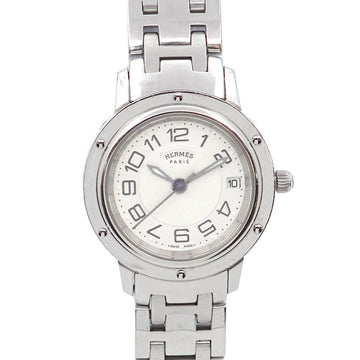 Hermes Clipper Classic CP1 210 Ladies Watch Silver Dial Date Quartz