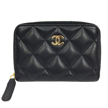 Chanel Matrasse Coin Purse Card Case AP0216 Black x Lambskin Ladies Wallet