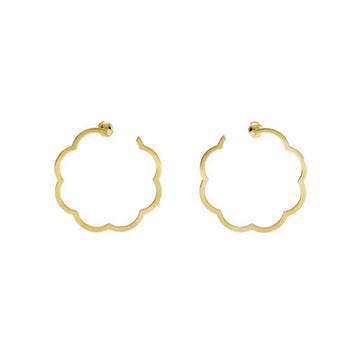 CHANEL Camellia Hoop K18YG Yellow Gold Earrings