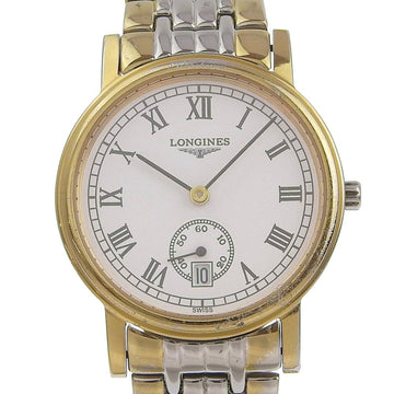 LONGINES Pleasance Watch L4.7202 Stainless Steel x Gold Plated Quartz Small Second Men's White Dial