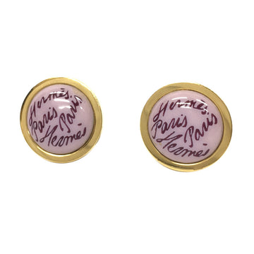 Hermes enamel earrings cloisonne gold x pink