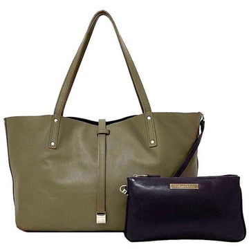 TIFFANY Tote Bag Gray Greige Purple Reversible Leather &Co. Women's