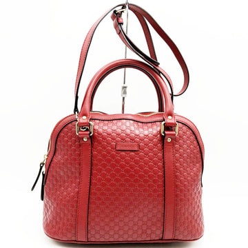 GUCCI 449663 Handbag Shoulder Bag 2Way Micro  Leather Red Ladies