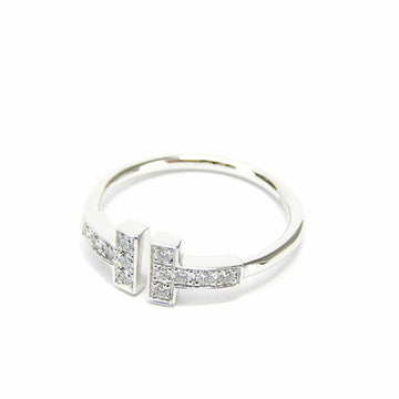 TIFFANY T Wire Ring No. 9.5 750WG K18 Gold Approx. 2.3g White Diamond Women's ＆Co. jewelry diamond ring