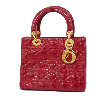 Christian Dior handbag Lady Dior enamel red gold Metal