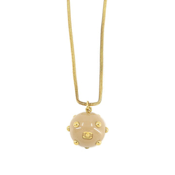 Chanel ball studs here mark necklace gold beige 00A accessories