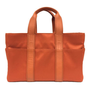 HERMES Acapulco MM nylon canvas x leather handbag tote bag orange