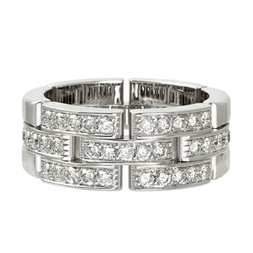 CARTIER Triple Half Pave Diamond Maillon Panthere K18WG White Gold Ring