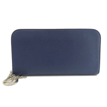 CHRISTIAN DIOR Round Charm Long Wallet Leather Women's