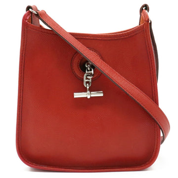 HERMES Vespa TPM shoulder bag pochette vauxepson leather rouge kazak red H stamp