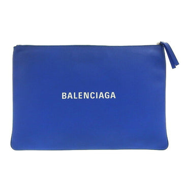 BALENCIAGA Leather Clip L Clutch Bag Second 485112 Blue Ladies