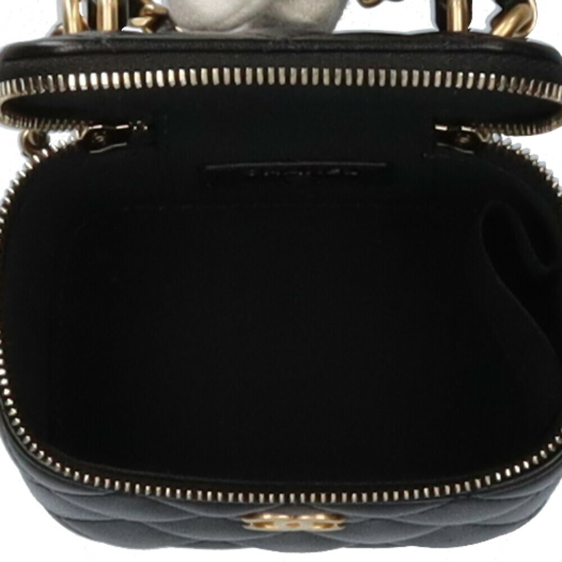 Chanel Small Vanity Matelasse Shoulder Bag Lambskin Black Women's