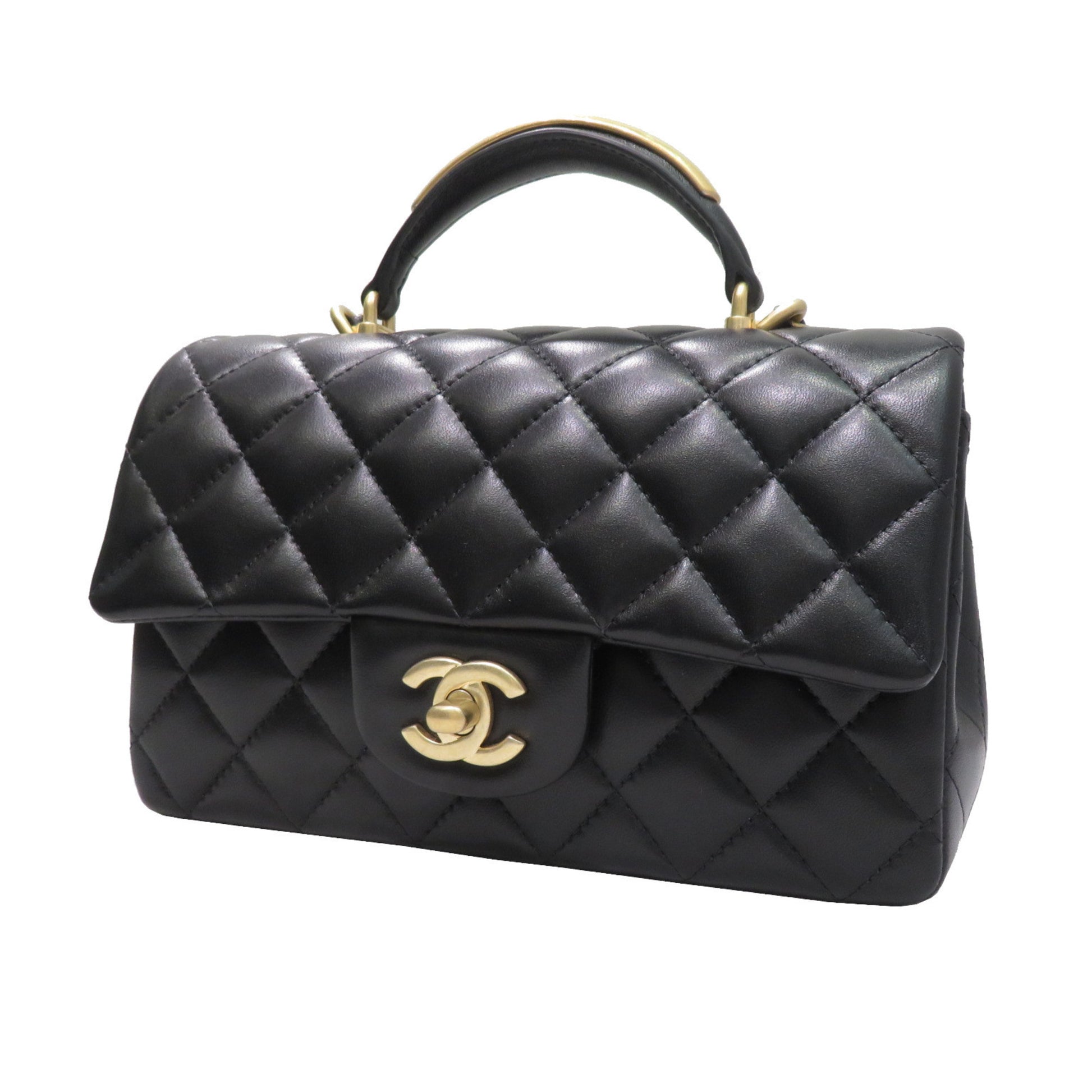 Chanel AS2431 Mini Flap Lambskin Bag with top Handle Gradient