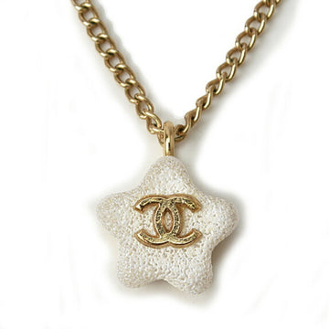 Chanel Necklace/Pendant CHANEL Star Motif/Coco Mark/CC White/Gold