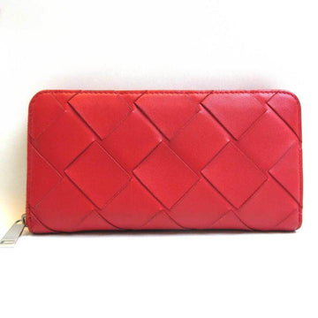 Bottega Veneta Wallet Long Round Red Maxi Intrecciato Women's Men's Leather