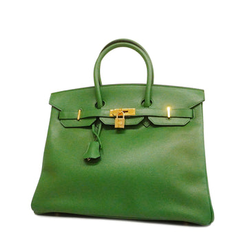 HERMESAuth  Birkin Birkin 35 G Stamp Women's Handbag Green
