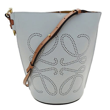 LOEWE Women's Shoulder Bag Calf Gate Bucket Gray Brown Anagram 309.22BZ57