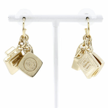 CHANEL 3P charm earrings here mark swing gold plated ladies