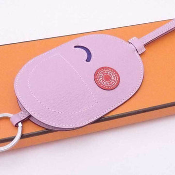 HERMES charm in the loop phone leather/metal light pink purple unisex