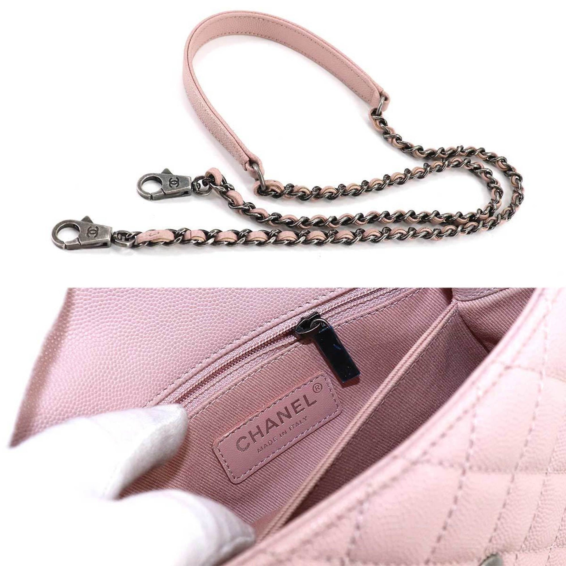 Chanel Coco Handle Matelasse 2way Hand Shoulder Bag Caviar Skin Leathe